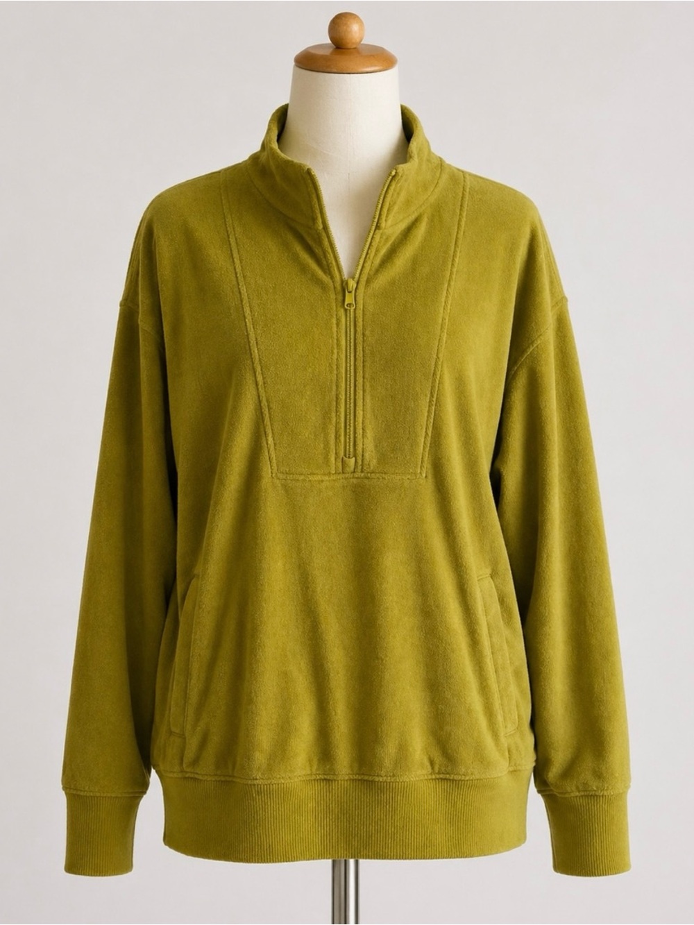 aerie Olive Green Half-Zip Pullover Sweater